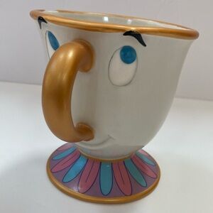 Authentic Official Disney Beauty & the Beast Chip Character Mug Gold Handle